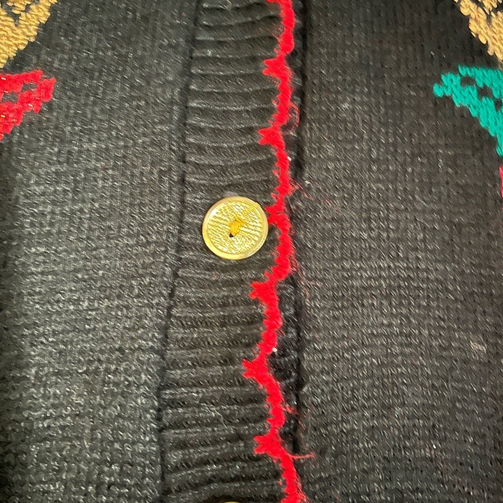 Vintage Holiday Time USA Made Womens Knit Christmas Theme Cardigan Sweater M - Picture 3 of 8